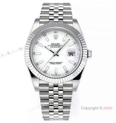 (JVS Factory) Copy Rolex Datejust 41mm 904l Steel White Dial JVS 72hrs Power Reserve